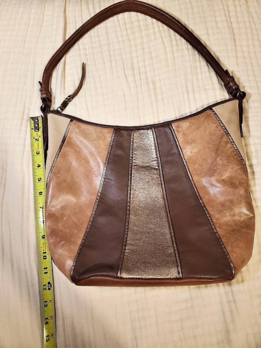 The Sak Sequoia Leather Hobo Bag in Brown & Gold
